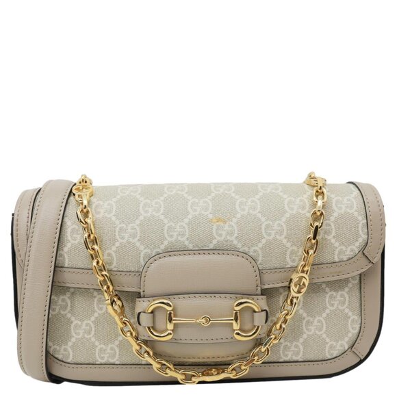 Gucci Handbags - Gucci  Horsebit 1955 Small GG Supreme Canvas Shoulder Bag Beige 735178
